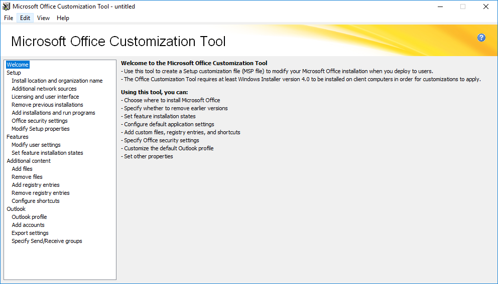 Herramienta Microsoft Office Customization Tool (OCT)