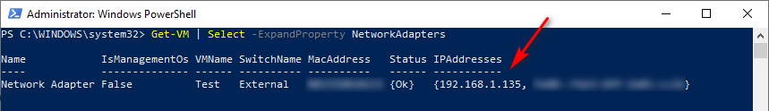 Obtención de la dirección IP de una VM usando PowerShell