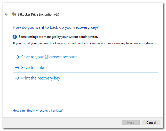 Fichero recovery key