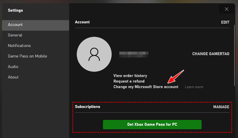 Xbox (settings antes de asociar suscripción)