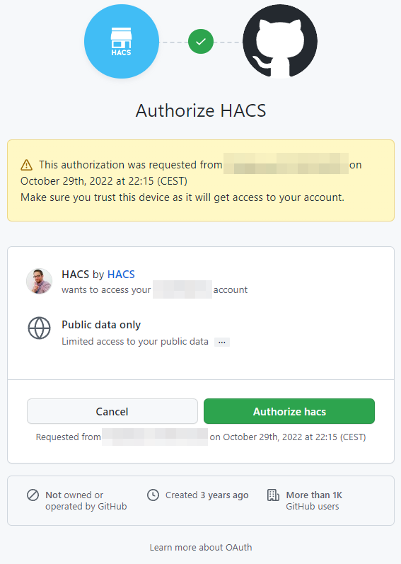 HACS OAuth