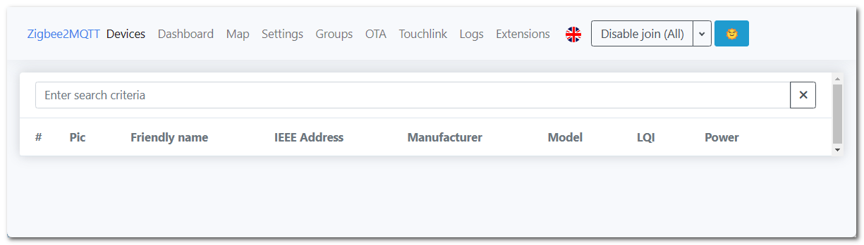 Frontend Zigbee2MQTT