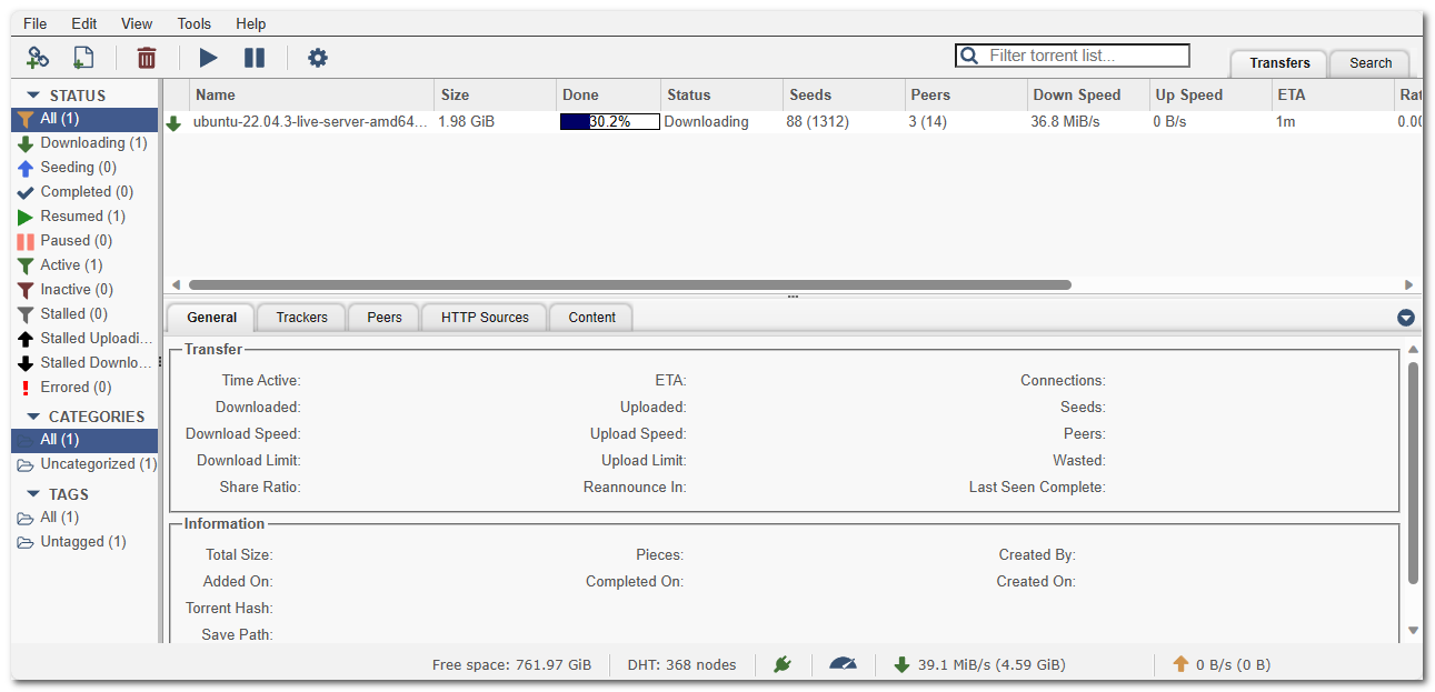 Descarga de ISO en qBittorrent-nox